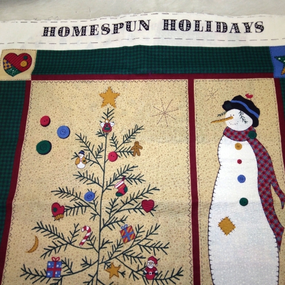 FABRIC Homespun Holidays Fabric Panel, stocking, wall hanging, ornaments